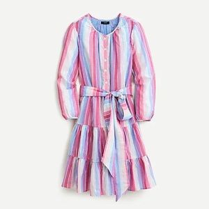 J.Crew belted button up dress in pastel stripes